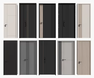 Modern password door single door wooden door 3d model