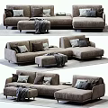 Modern Neutral Tone Sofa Set With Pillows Ottoman And Cozy Blanket
