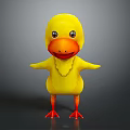 Cute Yellow Cartoon Duck Character With Orange Beak Feet And Necklace Design