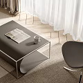 Modern Black Coffee Table With Newspaper Cup On Carpet Near White Curtains And Chair