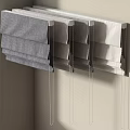Folded Window Curtain Samples In Gray And White For Wall Mounted 3d model