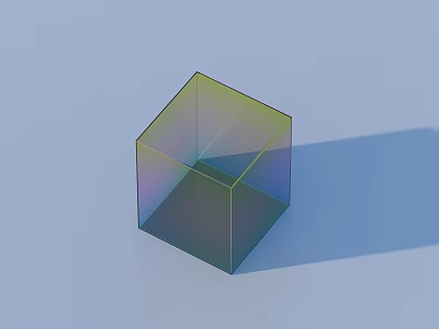 Transparent Rainbow Colored Cube Home Decor Accessory With Light Blue Background And Shadow 3d model