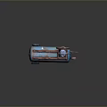 Rusty Blue And Red Air Compressor With Wheels Pressure Gauge And Pipes