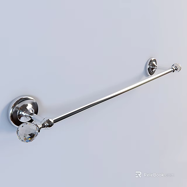 Elegant Silver Bathroom Towel Rack With Crystal Decoration Wall Mounted 3d model 