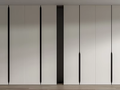 Modern Minimalist Wardrobe Design With Sleek White Panels And Black Vertical Handles 3d model