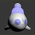 White Airplane Shaped Decorative Ornament With Blue Floral Patterns Purple Seat And Small Pilot Figure