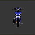 Blue Sporty Motorcycle With Black Seat And Red Wheels Streamlined Design