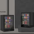 POLIFORM Black Glass Door Mini Fridges With Colorful Beverage Cans In Modern Interior