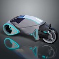 Futuristic Sleek Motorcycle Design with Cyan LED Lights and 3D Rendered Body