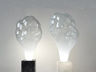 Modern Elegant Table Lamp With Transparent Geometric Lampshade And Marble Base 3d model