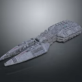 Intricate Sci-Fi Spaceship Design with Crew Characters and Alien Creatures 3d model