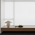 Venetian blinds, honeycomb blinds, roller blinds, dream blinds, fruit tray, table lamp 3d model