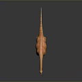 Orange Sauropod Dinosaur Game Movie Character with Long Neck Open Mouth Standing 3D Render