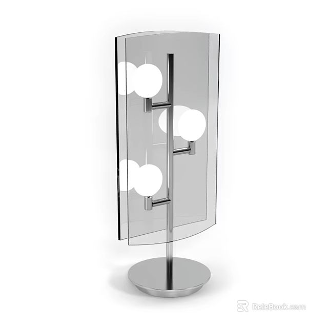 Modern Floor Lamp With White Spherical Bulbs And Transparent Panel Design 3d model 