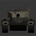 Realistic Modern Military Tank With Turret Cannon And Heavy Tracks