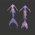 Colorful Mermaid Models With Decorative Upper Bodies And Shiny Tails