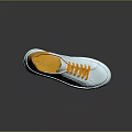 White Casual Shoes with Orange Tongue and Laces Thick Sole Leather Upper