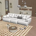 Plush Cream White Sofa And Side Table Combination For Warm Cozy Home Living Room Decor