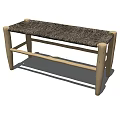 Simple Design Wooden Bench With Woven Seat And Natural Wood Legs
