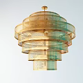 Modern Multi Layer Chandelier With Metal Frame And Mesh Design In Warm Tones
