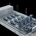 Industrial Equipment Layout with Pipes Storage Tanks and Processing Machinery