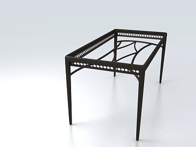 Black Metal Table With Intricate Laser Cut Patterns And Minimalist Structure 3d model