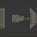 Stone Architectural Scene Components With Steps Pillar And Wall Blocks Design