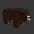 Pixel Art Brown Bear Figure With Blocky Design And White Snout Details