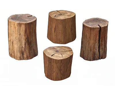 Rustic Natural Wooden Stump Coffee Tables for Home Living Room Decor 3d model