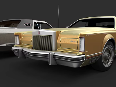 Classic Gold And Silver Sedan Cars With Retro Design And Stylish Exterior 3d model