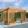 Flower Rack Vine Rack Corridor Rack Wooden Flower Rack 3d model