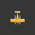 Bright Yellow Seaplane Passenger Aircraft With Blue Floats And Cabin Design