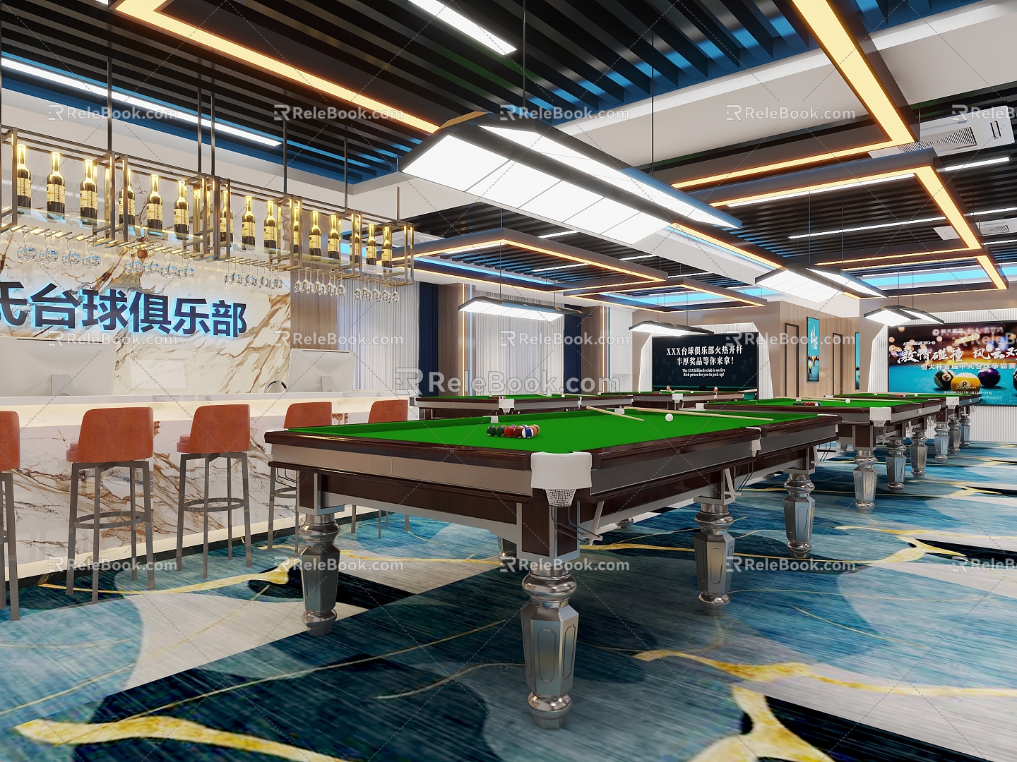 Modern Billiards Room Billiards Room Billiards Hall 3d model