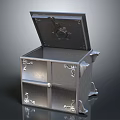 Commercial Equipment Silver Metal Storage Chest With Decorative Patterns And Open Lid