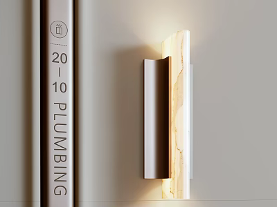 Modern Wall Sconce With Marble Shade And Metal Frame For Warm Lighting 3d model