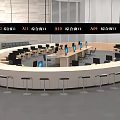 Comprehensive Service Modern Circular Reception Desk With Multiple Service Counters In Office Environment