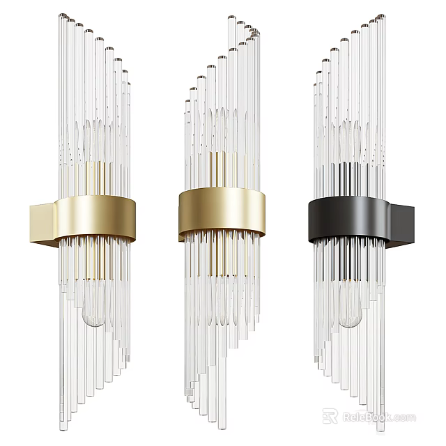 Modern Wall Lamps With Clear Glass Tubes And Gold Black Base Design 3d model 