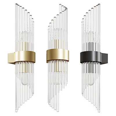 Modern Wall Lamps With Clear Glass Tubes And Gold Black Base Design 3d model