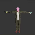 Man Standing With Arms Outstretched In Black Jacket White T-Shirt Jeans And Brown Shoes