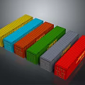 Colorful Shipping Containers Arranged In A Row On Dark Background