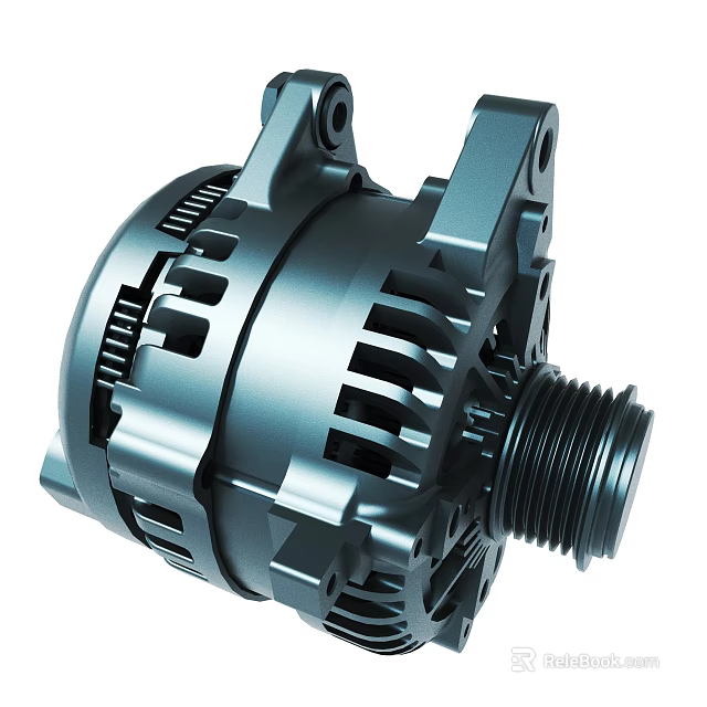 Detailed Car Alternator Metal Mechanical Part With Gear And Structural Design 3d model 
