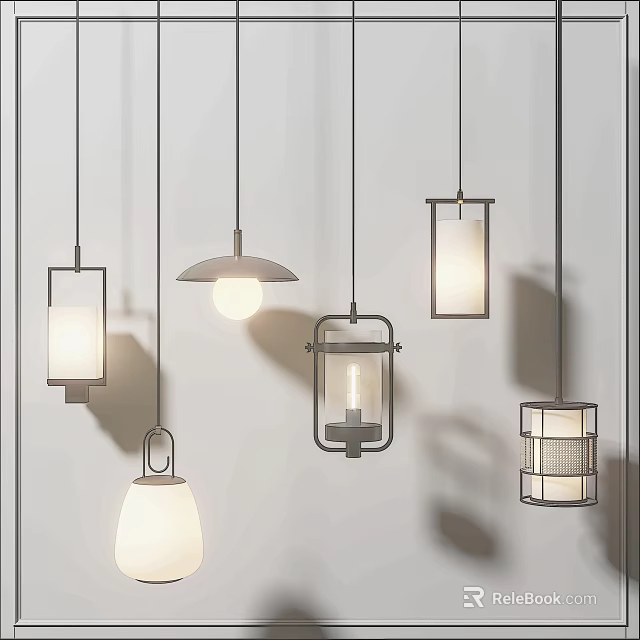 Modern Hanging Chandeliers With Various Stylish Designs For Interior Lighting 3d model 