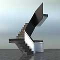 Modern Staircase Design With Black Upper Structure And Gray Steps In Contemporary Space 3d model