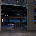 Modern Bar Interior Design With Neon Lighting Bar Counter Wine Racks And Seating