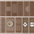 New Chinese style screen partition hollow lattice partition 3d model