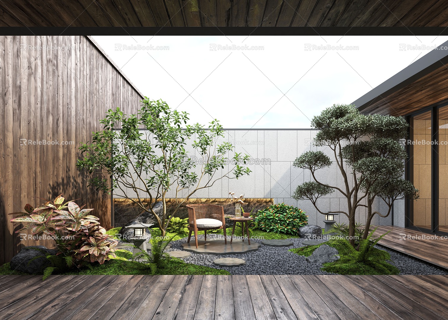 Zen patio courtyard landscape landscape landscape landscape plants moss landscape landscape sketch patio landscape model