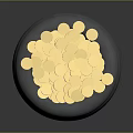 Black Metallic Pot Filled With Shiny Gold Coins On Dark Surface