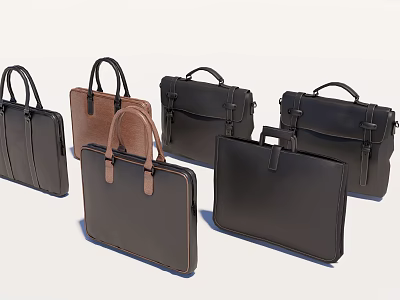 Premium Leather Briefcases and Handbags Different Styles Black Brown Colors 3d model
