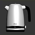 Zibart Silver Electric Kettle With Stainless Steel Body And Black Handle