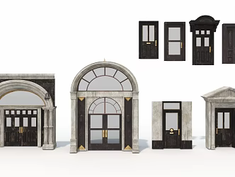 windows retro windows wall european doors and windows building components 3d model